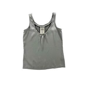 LEVIS Satin Tank Top Blouse Small Metallic Silver‎ Ruched Neckline